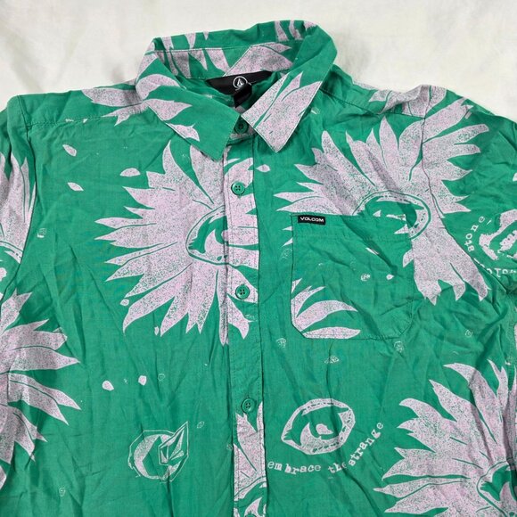 Volcom Mag Sketch Shirt Wintergreen Boys Size XL Short Sleeve Casual Floral - Picture 3 of 9